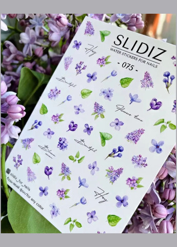 Слайдердизайн водная наклейка для ногтей на любом фоне, цветы №75 Slidiz (306547373)