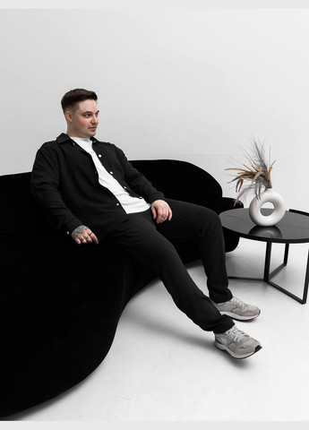 Чорний літній костюм: штани та сорочка з легкого дихаючого матеріалу з сорочкою, брючний Україна