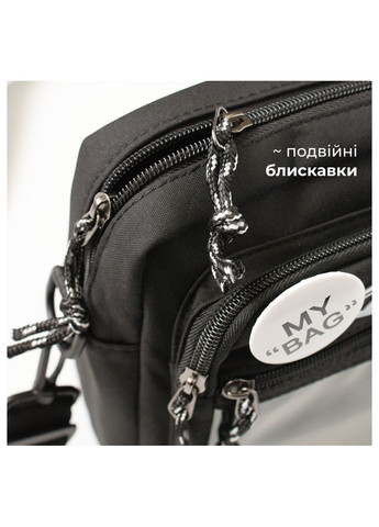 Чорна стильна сумка через плече унісекс крос-боді 4 значки месенджер з прозорою кишенею містка базова y2k ретро багато відділень No Brand (334003597)