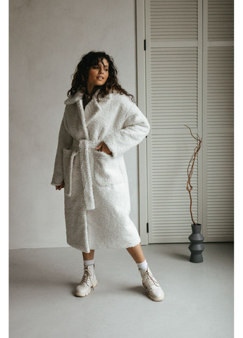 Молочное зимнее Пальто-шуба из эко-букле молочного цвета Seventeen