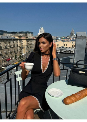 Чорна повсякденний жіночна сукня міні з мереживом Україна