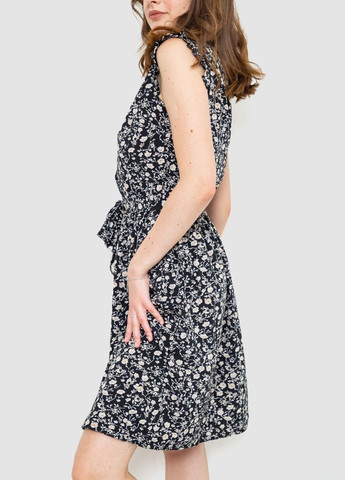 Комбінована сукня з квітковим принтом, колір бежево-чорний, Ager