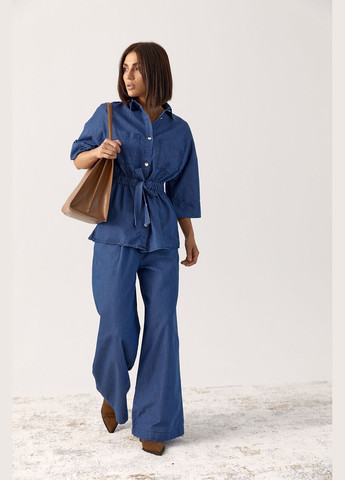 Тонкий джинсовый костюм с рубашкой на резинке No Brand (321667495)