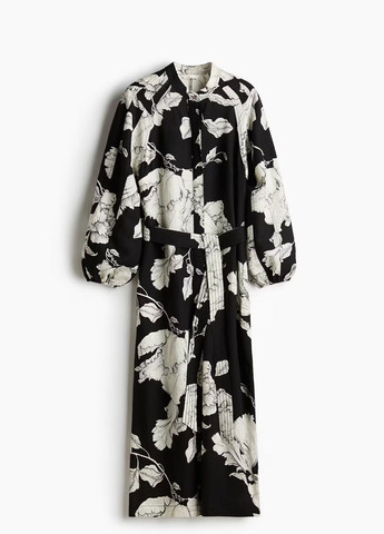 Чорна кежуал сукня H&M з квітковим принтом