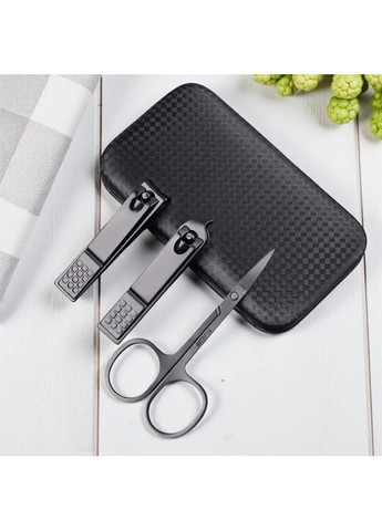 Набір інструментів для манікюру та педикюру 7 предметів у чорному чохлі з червоним, манікюрний набір із нержавіючої сталі No Brand (364191354)