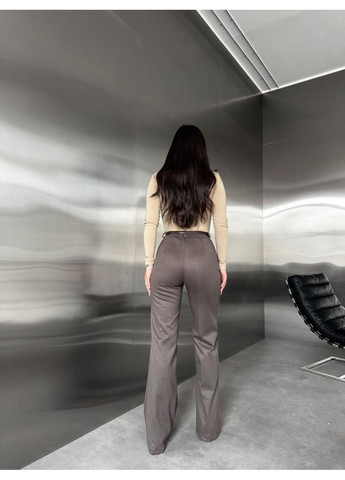 Женские теплые классические штаны кофейного цвета 35775 No Brand (366868728)