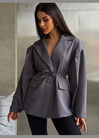 Графитовый женский трендовый оверсайз пиджак Vakko однотонный - всесезон