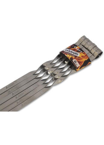 Набор шампуров Kamille 6 штук 45 см из нержавеющей стали для шашлыка гриля мангала Scout (368978199)