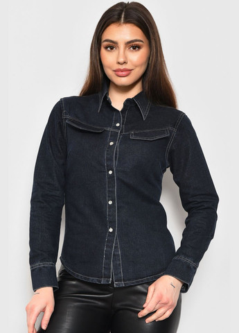 Сорочка жіноча джинсова темно-синього кольору Let's Shop (281352677)