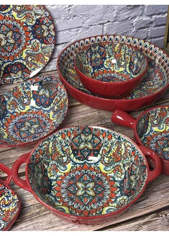 Набор салатниц, пиал и блюд из 10 предметов Тригорье огненный No Brand (393572844)