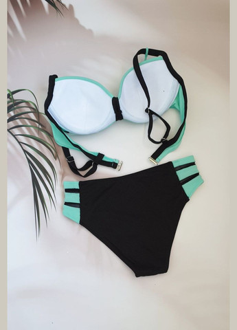 Бірюзовий літній молодіжний купальник в рубчик роздільний No Brand