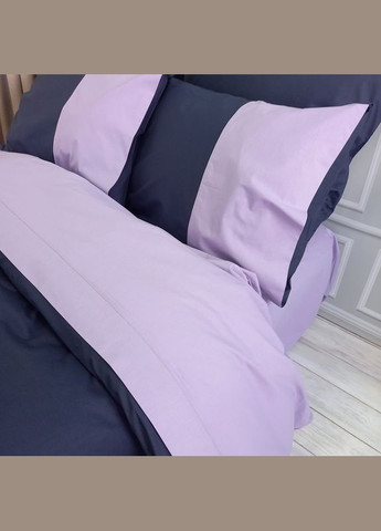 Постільна білизна PREMIERE Темносинє/Лавандовий настрій Ранфорс Двоспальна на резинці MERISET (278256224)