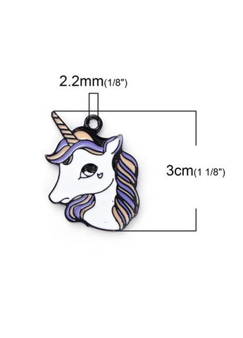 Подвеска Кулон единорог Чорна емаль мікс 30 мм x 27 мм Finding (332793209)