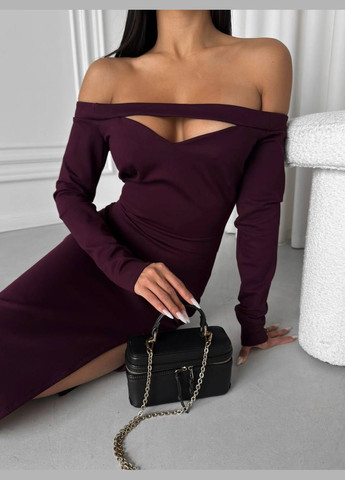 Бордовое деловое, кэжуал платье футляр футляр No Brand однотонное