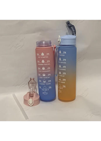 Пляшка з матовим покриттям для води з носиком і ремінцем градієнт 950 мл No Brand (315633292)