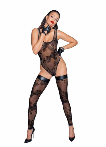 Боди F242 Tulle body with patterned flock embroidery – Noir Handmade (297394205)