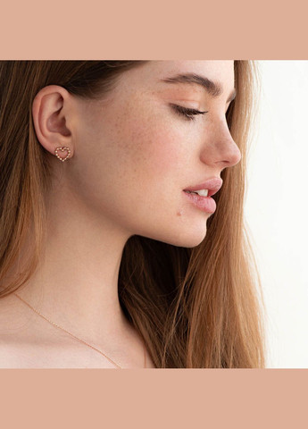 Золоті сережки-пусети Закохані серця с06887 Oniks (264025368)