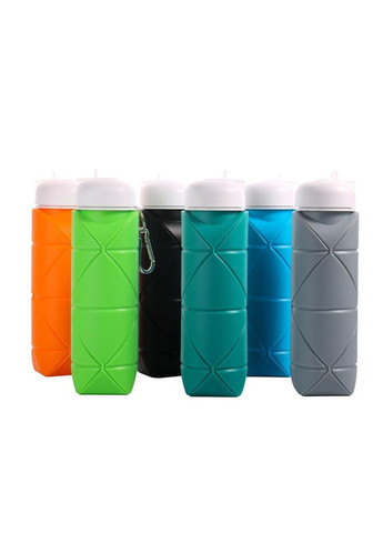 Складна силіконова пляшка для води і напоїв з карабіном 600 мл Чорний (С051120) Water Bottle (342122375)