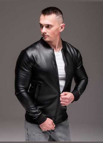 Чорна демісезонна куртка на флісі штучна шкіра підкладка тканина+фліс No Brand