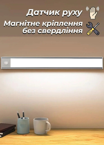 Лампа світильник нічник акумуляторна світлодіодна з кріпленням на магнітах датчиком руху 33 см (477762-Prob) Unbranded (299784631)