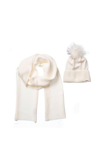 Набор шапка с помпоном + шарф женский шерсть белый LILY LuckyLOOK 239-166 (290278055)