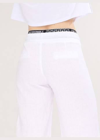 Брюки женские белые льняные палаццо на кулиске Estensivo Палаццо (293956579)