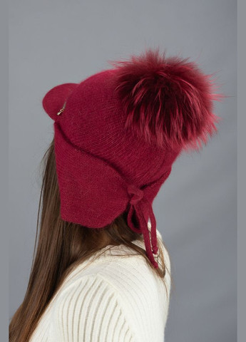 Жіноча в'язана вушанка з козирком та бубоном Альба Braxton (325403960)