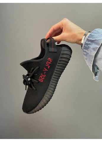 Черные демисезонные кроссовки мужские adidas yeezy boost 350 v2 bred адидас изи буст No Brand