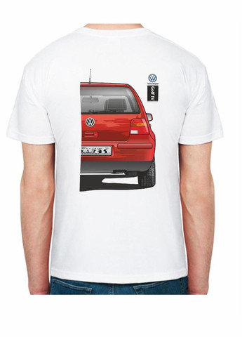 Біла футболка чоловіча з принтом volkswagen golf iv fr 607504 біла Avtolife