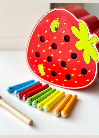 Магнітна рибалка з черв'ячками Ban Tong Nian Полуничка Монтессорі Fun Game (327217330)