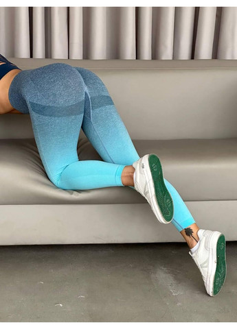 Женские лосины омбре серо-голубые / Лосины женские градиент серо-голубой / Спортивные женские лосины Push Up омбре серо-голубые No Brand (367102204)