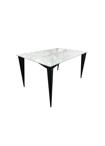 Стол Интарсио керамика 140х90 см Muie White черный каркас Intarsio (398545371)