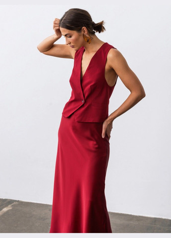 костюм зі спідницею та жилетом бордовий Dressa (301535343)