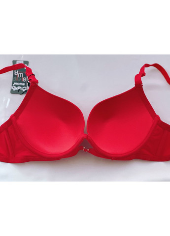 Красный бюстгальтер, гладкий, с косточкой, поролон Biweier