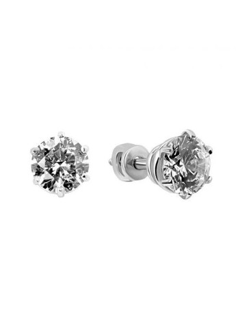 Срібні сережки зі вставками каменів 6 мм пусети фіаніт UMAX (289351577)