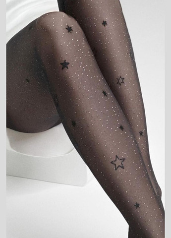 Колготы блестящие с рисунком звезды с напылением 20 DEN BLACK черные 1/2 Marilyn emmy x17 (289869349)