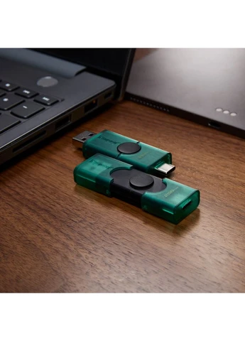 USB флеш накопичувач 256GB DataTraveler Duo USB 3.2 / Type-C Black/Green (DTDEG2/256GB) Kingston (390762525)