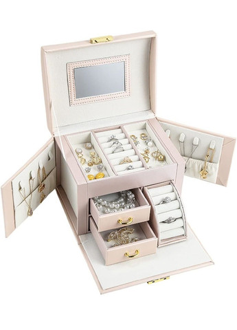 Шкатулка футляр ящик короб бокс органайзер для украшений драгоценностей с ключом 17,5х13х14 см (476875-Prob) Пудровая Unbranded (292144416)