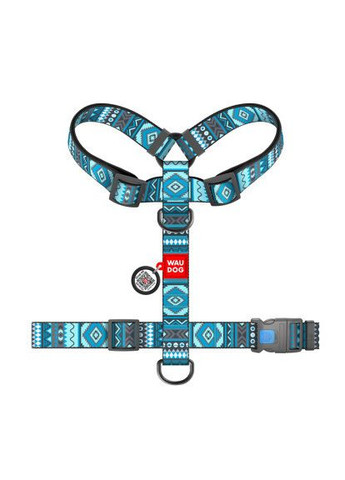 Шлея для собак Nylon анатомічна H-подібна з QR-паспортом "Етно синій" пластиковий фастекс XL (323-0131) WAUDOG Nylon анатомічна H-подібна з QR-паспортом "Етно си (366701091)