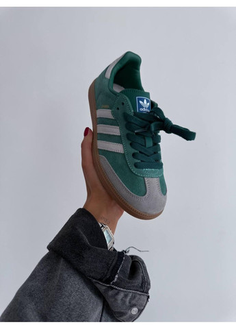 КРОСІВКИ ЖІНОЧІ ADIDAS SAMBA OG GREEN GREY АДІДАС САМБА No Brand сірі демісезони (367174802)