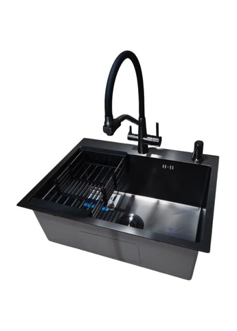 Комплект кухонной мойки NANO BLACK PVD HS60*45 (3.0/1.0 мм) декор Kraft (372130519)