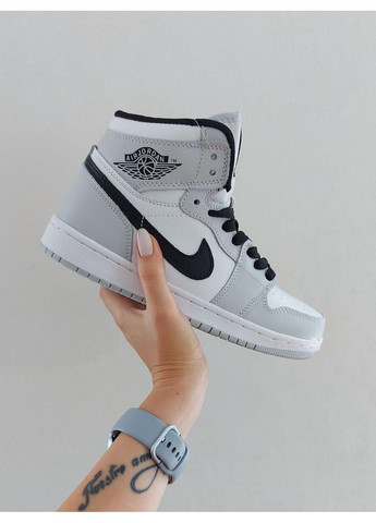 КРОСІВКИ ЖІНОЧІ NIKE AIR JORDAN 1 MID LIGHT SMOKE GREY V2 НАЙК АІР ДЖОРДАН No Brand сірі демісезони (368888085)