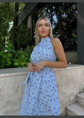 Блакитна кежуал сукня N.Family з квітковим принтом