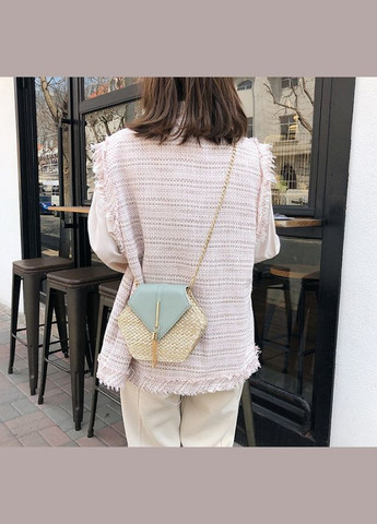 Жіноча міні сумочка клатч плетена солом'яна маленька сумка шестигранна М'ятний No Brand (334731011)