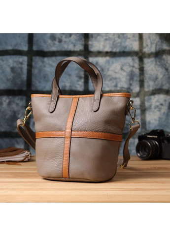 Сумка тоут через плечо женская из натуральной кожи большая Серый 38267 Vintage (355245286)