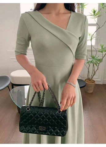 Зеленое платье SHEIN однотонное