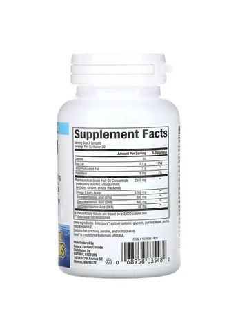 RxOmega-3 60 жидких капсул Natural Factors (387023486)