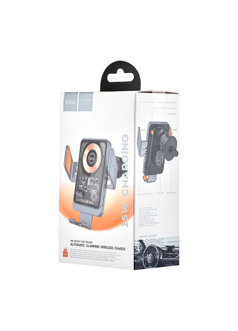 Холдер HW7 Transparent Discovery Edition wireless fast charg car holder (air outlet) Metal Gray Hoco (297453279)