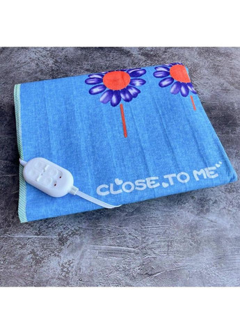 Електропростинь двоспальне з двома зонами з кольоровим малюнком Байка Туреччина 155x170 см 55223 Синій квітка синя Lux (317734607)