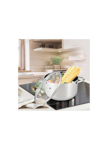 Кастрюля с крышкой 22 см 4.5 л нержавеющая сталь для кухни зеркальная полировка Maestro (332206423)